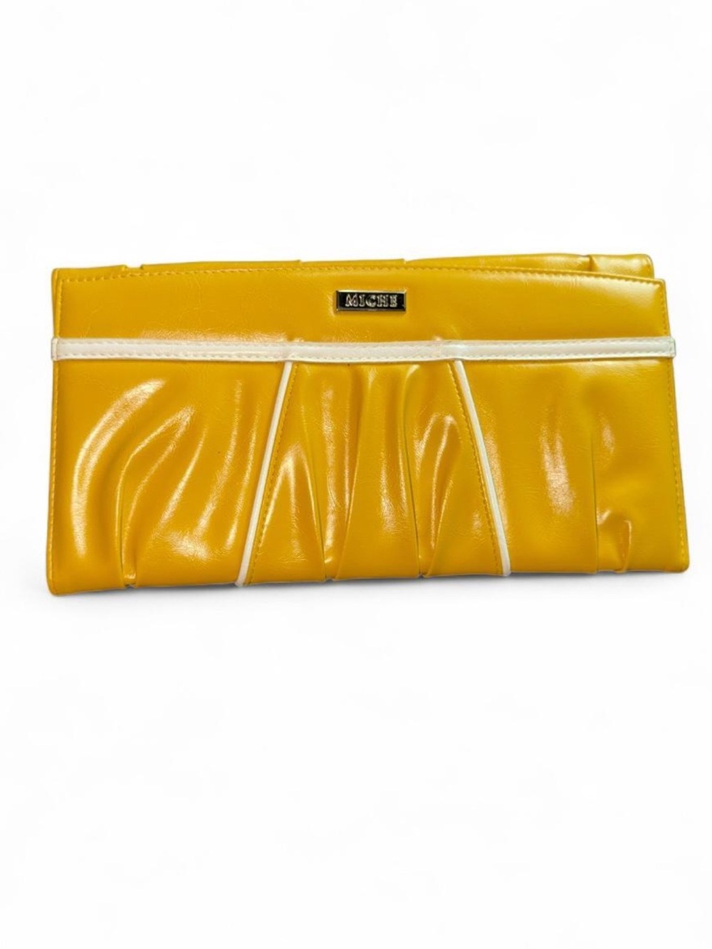 Mustard Yellow Pleated Clutch Bag by Miche